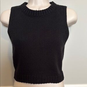 Black Ribbed Knit Sleeveless Crop Top